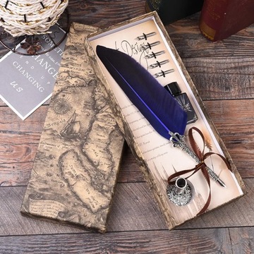 PS150 1Set New Style Metal Signature Pen With Water-Dipped Quill Pen