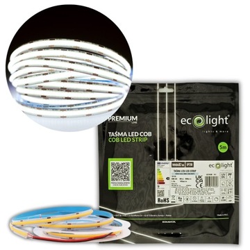 Taśma LED COB 6500K 990lm/m IP20 rolka 5m Zimna