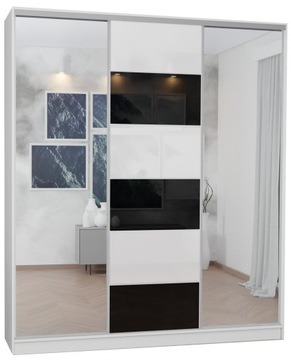 SZAFA 3D1L 170x250 WYSOKA BIAŁA - lacobel mix cz/b