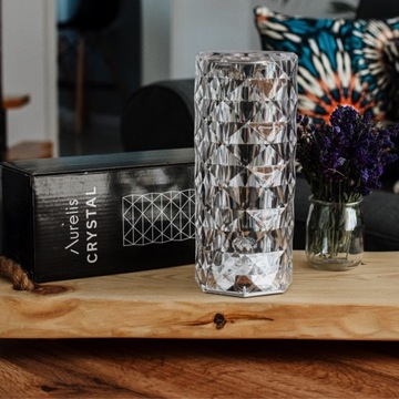 Lampka Nocna Aurelis Crystal LED RGB PILOT| PREZENT na ŚWIĘTA