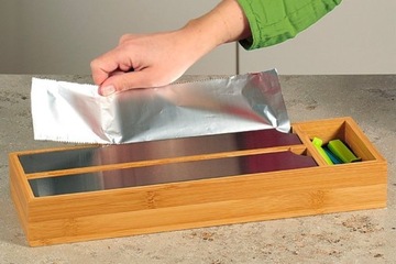 КОНТЕЙНЕР, вставка из алюминиевой фольги, РЕЗАК, органайзер из бамбука.