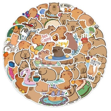 100x Naklejki Motywacyjne Kapibara Capybara Zestaw PRZYJAZNY DLA ŚRODOWISKA