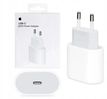 ORYGINALNA ŁADOWARKA SIECIOWA APPLE 20W MHJE3ZM/A BIAŁA USB TYP C 2400 mA