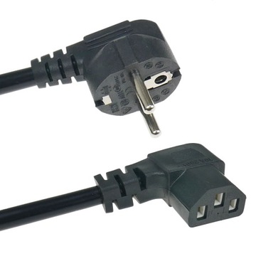 Przewód zasilający C13 do komputera PC monitora drukarki | KĄTOWY 1,8m