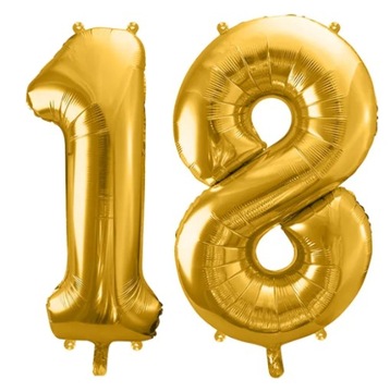 BALONY URODZINOWE NA 18 URODZINY ZŁOTE FOLIOWE