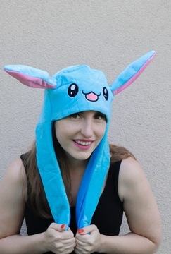 ПЛЮШЕВАЯ ШАПКА ДВИЖУЩИЕСЯ УШИ СВЕТОДИОД ПИКАЧУ Синий Кролик ПАСХА