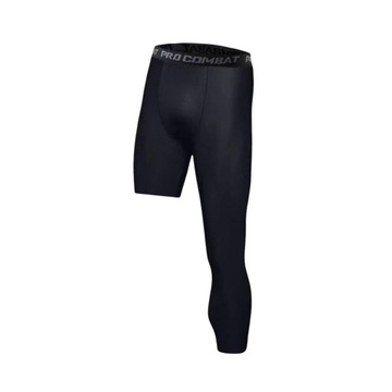 Męskie spodnie kompresyjne Warstwa bazowa Spodnie do biegania XXL Czarne, lewe, długie