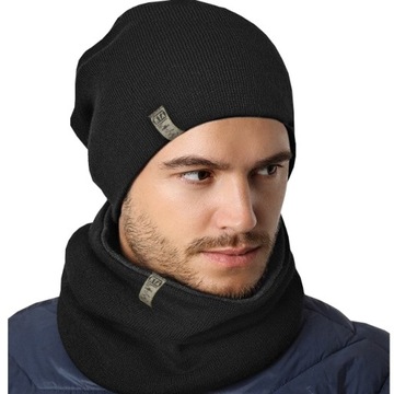 KOMPLET MĘSKI zimowy CZAPKA + KOMIN, MODNE KOLORY