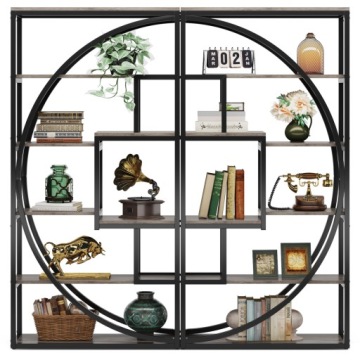 5-ярусный индустриальный книжный шкаф, 80x30x180см, винтажный серый