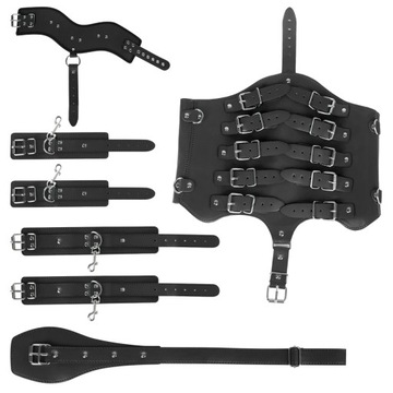 Body do bondage regulowany gorset Straitjacket z mankietami kajdanki kołnie