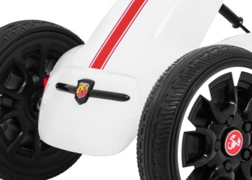 Детский педальный картинг ABARTH белый + колеса EVA + ручной тормоз + маховик