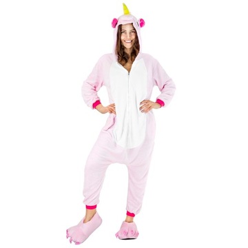 KOSTIUM ONESIE KIGURUMI RÓŻOWY PEGAZ CIEPŁA PIŻAMA ZAMEK DRES KOMBINEZON XL