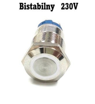 Przycisk wciskany 12mm podświetlany LED 230V bi