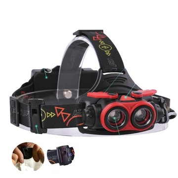 Latarka czołowa 2 x XM-L T6 ZOOM x 2 czołówka USB LC11