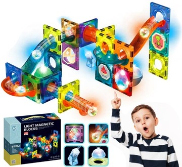 МАГНИТНЫЕ БЛОКИ СВЕТЯЩАЯСЯ ДОРОЖКА 3D КОНСТРУКЦИЯ ПАНЕЛИ ПАЗЛ 49 шт.