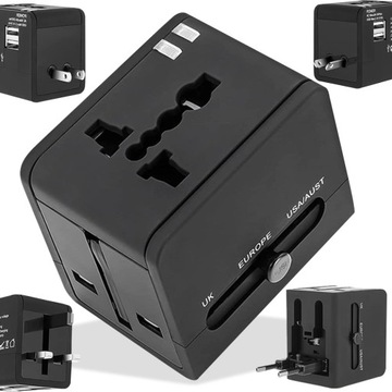 UNIWERSALNY ADAPTER PODRÓŻNY ZASILACZ PRZEJŚCIÓWKA USB USA UK CHINY EU PL