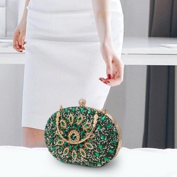 Damska torba wieczorowa Torebka ślubna Rhinestone Zroszony Elegancka mała torebka niebieska