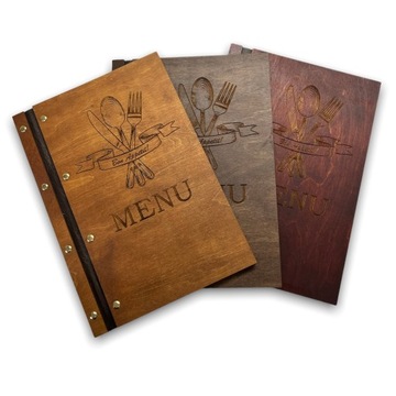 Деревянная карта МЕНЮ с гравировкой ЛОГОТИПА для ресторанов и кафе, А4