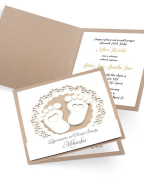Zaproszenie na chrzest personalizowane „Flower Feet Label”