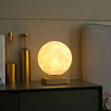 LAMPKA NOCNA STOŁOWA 3D KSIĘŻYC PŁYWAJĄCA MOON ŚWIECĄCY Z PODSTAWA 3 TRYBY