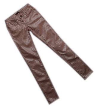 PROMOD XS 34 ROSE GOLD SPODNIE JEANS RURKI POŁYSK