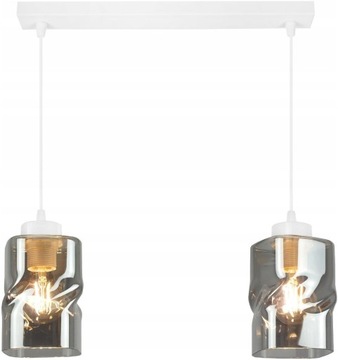 LAMPA WISZĄCA BIAŁA ŻYRANDOL LISTWA 2 SZKLANE KLOSZE SUFITOWA LED GRAFIT