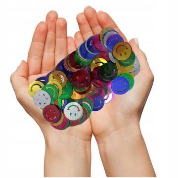 ДЕКОРАТИВНЫЕ КОНФЕТТИ СМАЙЛЫ, ДЕКОРАТИВНЫЕ МЕТАЛЛИЧЕСКИЕ БАЙЕТКИ