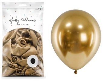 BALONY ZŁOTE LŚNIĄCE GLOSSY KARNAWAŁ URODZINY 50 szt 30cm 12 cali