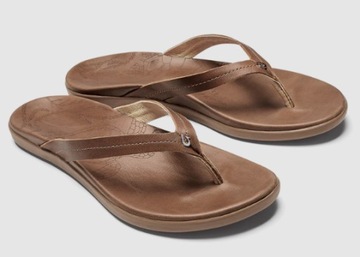 Sandały japonki OLUKAI HONU buty damskie ze skóry licowej brązowe 41