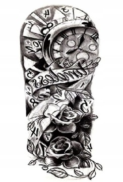 Tatuaż tymczasowy zegar wskazówki timeless BLACK