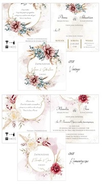 Zaproszenia ślubne boho F na ślub, różne WZORY, personalizacja + koperta 10