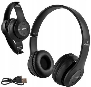 SŁUCHAWKI BEZPRZEWODOWE BLUETOOTH P47 MIKROFON MP3