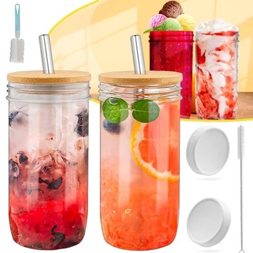 ZESTAW KUBKÓW DO HERBATY BĄBELKOWEJ 2 SZTUKI, SZKLANKI DO PICIA 720 ML