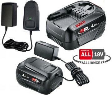 BOSCH ZESTAW STARTOWY- BATERIA 4.0 Ah 18V + ŁADOWARKA AL 18V-20 WSUWANA