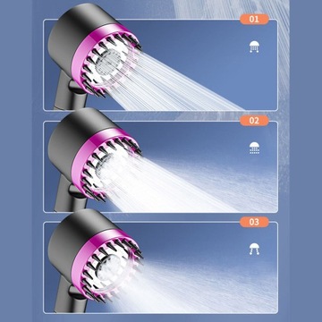 RĘCZNA SŁUCHAWKA PRYSZNICOWA Z TRZYSTOPNIOWĄ REGULACJĄ I FILTREM