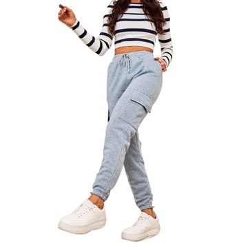 HL-1198 GREY SPODNIE DAMSKIE CARGO L/XL - 41