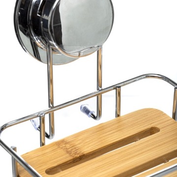 Бамбуковая ПОДВЕСНАЯ МЫЛЬНИЦА на присоске, ХРОМ