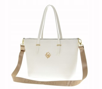 Laura Biaggi - duża elegancka torebka shopper biały JS274