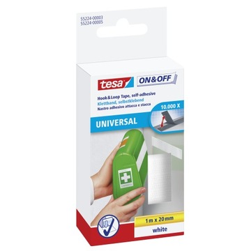 RZEP W TAŚMIE DO WIELOKROTNEGO MOCOWANIA PRZEDMIOTÓW TESA BIAŁY 1M X 20MM