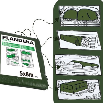 БРЕЗЕНТ 2х3м, УСИЛЕННЫЙ, ТОЛСТЫЙ, 120г, ЗЕЛЕНЫЙ, ПРОЧНЫЙ, ВОДОНЕПРОНИЦАЕМЫЙ УФ+