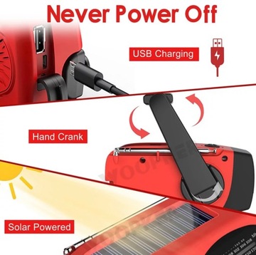 Radio Solarne z korbą na dynamo bezprzewodowe przenośne zestaw przetrwania