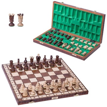 Szachy drewniane GRAND ROYAL 48 x 48 cm + 2 x Hetman - Polski Producent