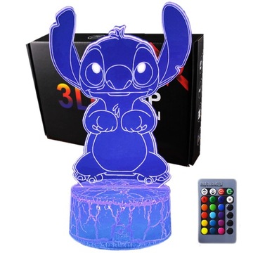 Lampka 3D nocna led usb + pilot Lilo i Stitch