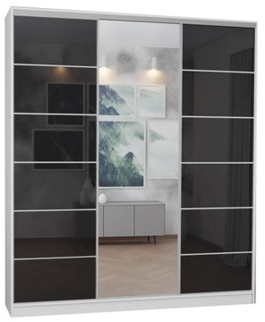 SZAFA 3D2L 190x250 BIAŁA - boki lacobel + lustro