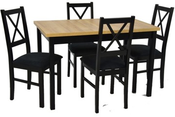 Rozsuwany stół 70x120/160 z 4 krzesłami z drewna
