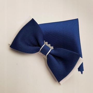 ГАЛСТУК-БАБОЧКА ПРИЧИНЕНИЯ, ТЕМНО-СИНИЙ, БЕЛЫЙ ГАЛСТУК-БАБОЧКА С КАРМАНОМ В Клетку