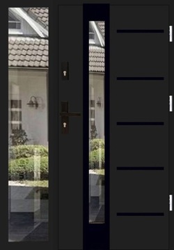DRZWI STALOWE Z DOŚWIETLEM BOCZNYM DB INOX 16ZD5 BLACK PIANA UD 1,3