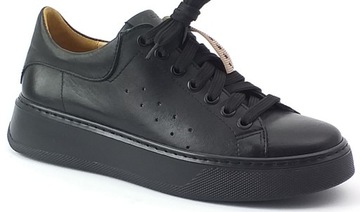 SPORTOWE OBUWIE SKÓRZANE NESSI SNEAKERSY CZARNE 39
