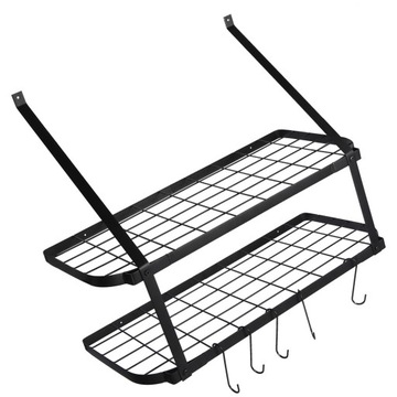 Двухслойная кухонная стойка из кованого железа, настенная, стеллаж для хранения органических горшков