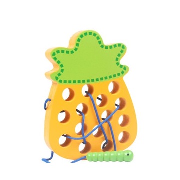 DREWNIANA GRA MONTESSORI SZNUROWANA ANANAS